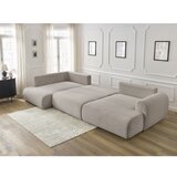 Bobochic Paris svetlo siva/bež raztegljiva kotna sedežna garnitura iz rebrastega žameta (desni kot/v obliki črke "u") lucien | Shoptok.si