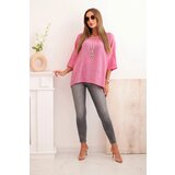 Kesi Włoski Women's linen-cotton short-sleeve blouse pink | Shoptok.si