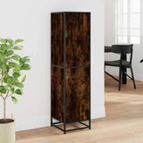 vidaXL Visoka omara dimljen hrast 35,5x35x139 cm inž. les in kovina | Shoptok.si