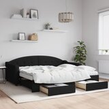  Dnevni krevet na razvlačenje s ladicama crni 90x190 cm tkanina | shoptok.hr