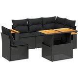 vidaXL Vrtna sedežna garnitura 6-delna z blazinami črna poli ratan, (21113273) | Shoptok.si