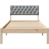  Okvir kreveta s uzglavljem Smeđa i svijetlo siva 90 x 200 cm | shoptok.hr