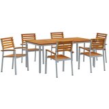  Set za blagovanje u vrtu s 7 komada od čvrstog drva akacije i metala | shoptok.hr