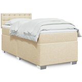 vidaXL Box spring postelja z vzmetnico krem 100x200 cm blago | Shoptok.si