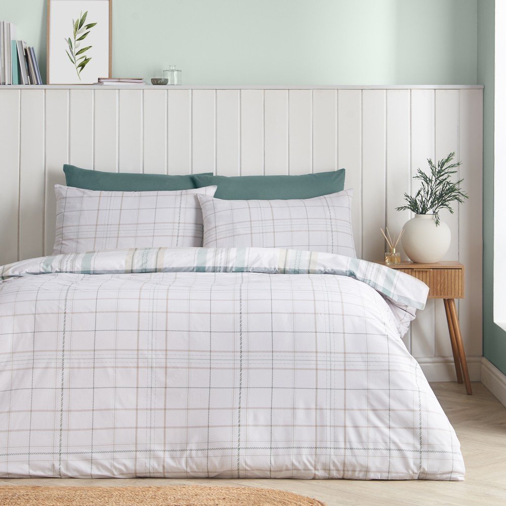 Catherine Lansfield Zelena 3-dijelna posteljina za bračni krevet/za produženi krevet 230x220 cm Cartmel Check – | shoptok.hr