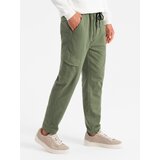 Ombre Men's knit joggers with cargo pockets - olive | Shoptok.si