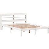 vidaXL Posteljni okvir brez vzmetnice bel 135x190 cm trdna borovina | Shoptok.si