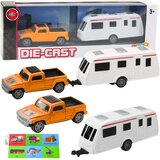  Metalni set vozila Pickup s kamperom DIE-CAST - oranžna | Shoptok.si