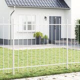 vidaXL Ograjni panel z vrhom Komplet 2 Bela Prašno lakirano jeklo Cene