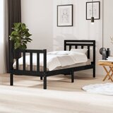 vidaXL posteljni okvir črn iz trdnega lesa 75x190 cm 2F6 Cene