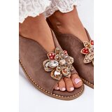 S. BARSKI Ladies Sandals On Flat Heel With Decoration S.Barski KV27-001 Dark Beige | ePonuda.com