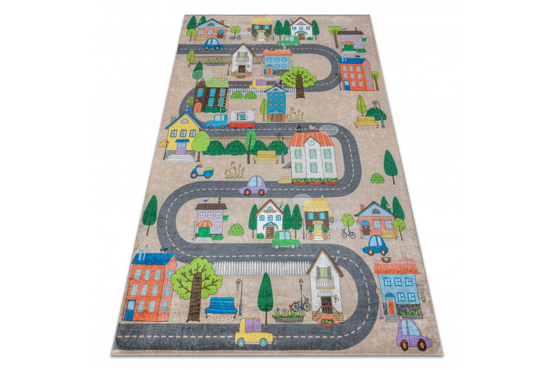 RugsX BAMBINO 34600 pralna preproga Mesto, ulice za otroke protizdrsna - bež / siva 160x220 cm, (5000175204) Cene