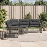 Maison Chic Vrtni kavč - Zunanji kavč z blazinami in stolčkom za noge siv poli ratan, (22040642) | Shoptok.si