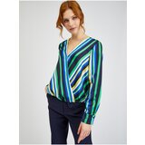 Orsay Blue-Green Ladies Striped Satin Blouse - Women | shoptok.hr