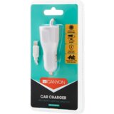 Canyon C-033/US Universal 1xUSB car adapter, plus Lightning connector, Input 12V-24V, Output 5V/2.4A(Max), with Smart IC, white glossy, cable length 1.2m, 77*30*30mm, 0.041kg, English - CNE-CCA033W-US | Shoptok.si