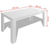  Blagovaonski stol 140 x 80 x 75 cm bijeli | shoptok.hr