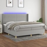  box spring s madracem LED svjetlosivi 200x200 cm tkanina | shoptok.hr