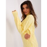 Fashion Hunters Light yellow loose turtleneck with cables Cene