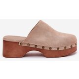 Boto Clogs Women's Slippers With Studs Eco Suede Beige Ellason | ePonuda.com