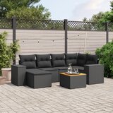 Maison Chic Seti vrtnega pohištva - Vrtna garnitura - Vrtni pohištvo set 7-delna z blazinami črn poli ratan, (21802710) | Shoptok.si