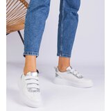 Gemre White women's velcro sneakers with glitter Kasabella | Shoptok.si