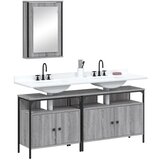 vidaXL 3-dijelni set kupaonskog namještaja siva boja hrasta drveni | shoptok.hr