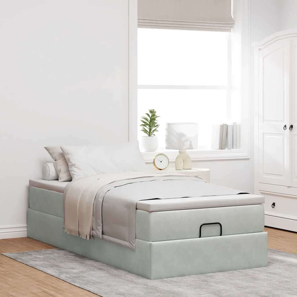 vidaXL Okvir kreveta s madraca svijetlosivi 90x200cm baršunasti | shoptok.hr