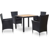 Poli 5-dijelni vrtni blagovaonski set od poliratana s jastucima crni | shoptok.hr