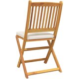  Zložljive vrtne stole s belimi blazinami 4kos Solid Acacia Wood | Shoptok.si