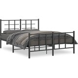  Metalni okvir kreveta uzglavlje i podnožje crni 135x190 cm | shoptok.hr