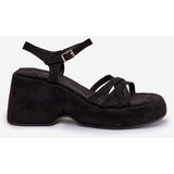 Boto Platform And Wedge Sandals Made Of Eco Suede Black Nendal | shoptok.hr