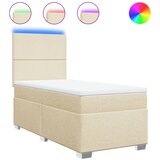 Okvir kreveta s oprugama i madrac krem 80x200 cm od tkanine | shoptok.hr