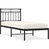  The Living Store Kovinski posteljni okvir z vzglavjem črn 75x190 cm - Posteljni Okvir, (21527433) | Shoptok.si
