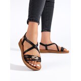 Shelvt Black women's sandals with thick soles | shoptok.hr
