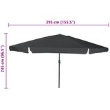  Vrtni suncobran Antracit 394 x 394 x 248 cm Poliester i čelik | Eponuda.ba
