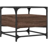  Stolić sa staklenom površinom boja hrasta 50 x 50 x 45 cm čelik | shoptok.hr