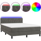  box spring s madracem LED tamnosivi 140x200 cm baršun | shoptok.hr