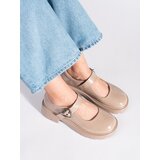 Shelvt Lacquered beige loafers with a thick sole | Eponuda.ba
