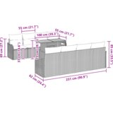 vidaXL 9-komadni vrtni set sofe s jastučićima crni poli ratan, sofa za dvoje s prostorom za pohranu i jastučićima crni poli ratan | shoptok.hr