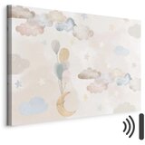  Slika - Fairy-Tale Moon - Pastel Moon with Balloons Among Colorful Clouds and Stars in Subdued Colors on a Light Background 60x4 | shoptok.hr