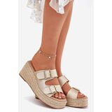 Boto Wedge Sandals For Women With Braiding And Buckles Gold Pasinea | Shoptok.si