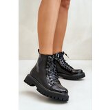 Boto Lacquered Ankle Boots With Zip And Decorative Heart Black Obeena | Shoptok.si