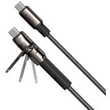 Ksix ultrabrzi kabel za punjenje sa stalkom, 60W, USB-C na USB-C, pleteni, 1.0m | shoptok.hr