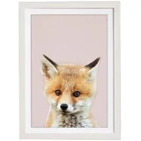 Querido Bestiario Stenska slika v okvirju Baby Fox, 30 x 40 cm