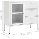 vidaXL Komoda bijela 75 x 35 x 70 cm od čelika i kaljenog stakla | shoptok.hr
