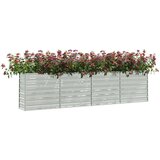 vidaXL Povišena vrtna gredica 320 x 40 x 77 cm pocinčani čelik srebrna | shoptok.hr