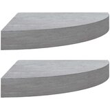 vidaXL Kutne zidne police 2 kom siva boja betona 25 x 25 x 3,8 cm MDF | shoptok.hr