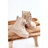 Boto Children's Leather Boots With Zipper Beige Omua | Shoptok.si