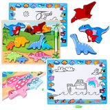  Drvena edukativna slagalica Dinosaur s pločom za crtanje | shoptok.hr