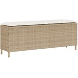  Vrtna klupa s jastukom bež 110x30x40,5 cm poli ratan | shoptok.hr